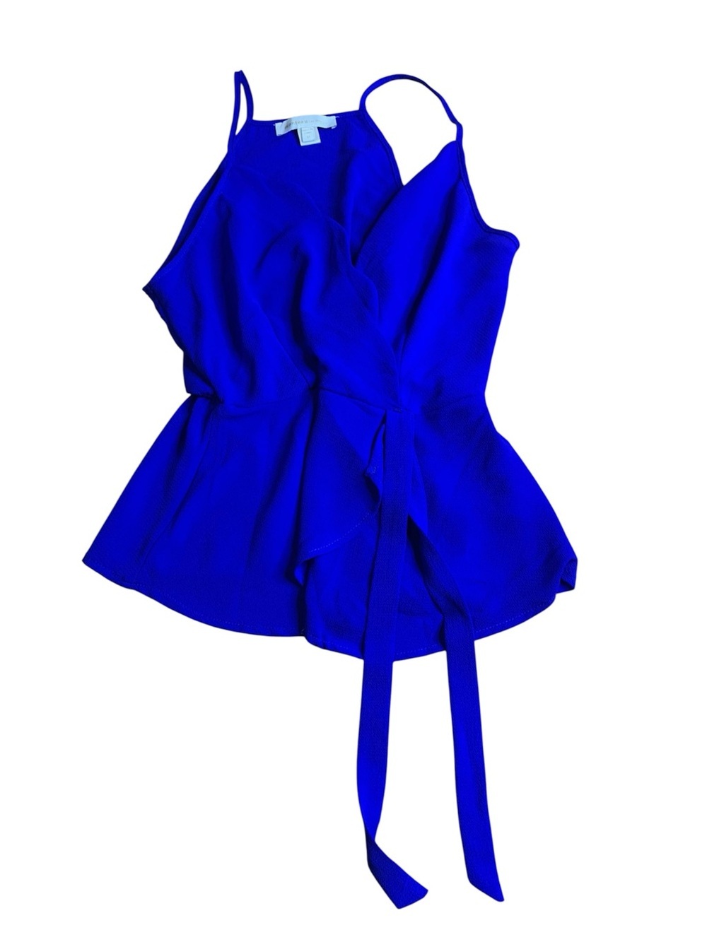 Monteau Los Angeles Royal Blue Faux Wrap Peplum Tank Top - Medium
